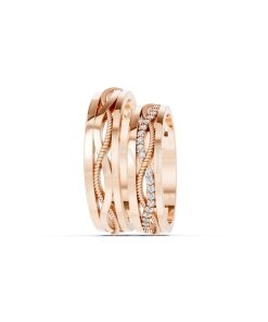 Nhẫn cưới F62 vàng hồng Rose Gold thiết kế đối xứng, phong cách, ấn tượng