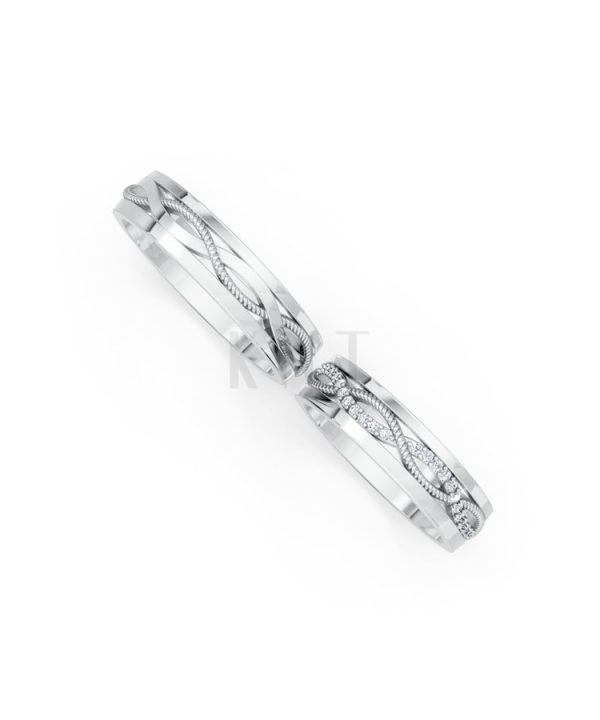 Nhẫn cưới F62 vàng trắng White Gold thiết kế trẻ trung, hiện đại