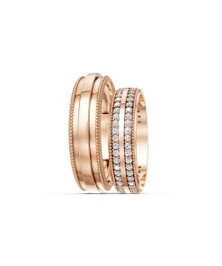 Nhẫn cưới F63 vàng hồng Rose Gold phong cách trẻ trung, nổi bật