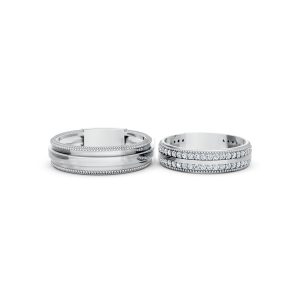 Nhẫn cưới F63 vàng trắng White Gold vàng sáng, đường nét sắc sảo, tinh tế