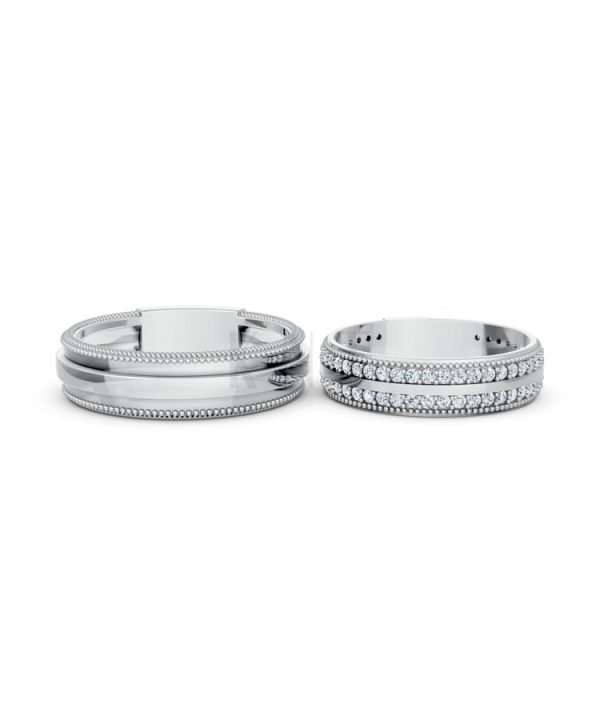 Nhẫn cưới F63 vàng trắng White Gold vàng sáng, đường nét sắc sảo, tinh tế