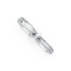 Nhẫn cưới F63 vàng trắng White Gold thiết kế trẻ trung, hiện đại