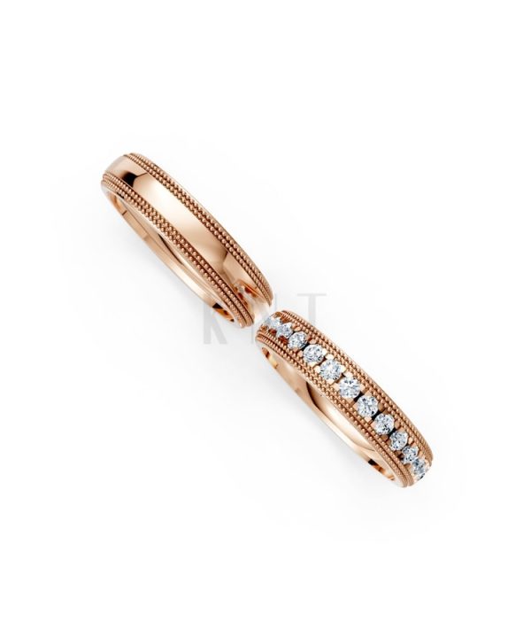 Nhẫn cưới F99 vàng hồng Rose Gold vàng đẹp, kiểu dáng trẻ trung, độc đáo