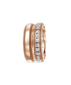 Nhẫn cưới F99 vàng hồng Rose Gold phong cách trẻ trung, nổi bật