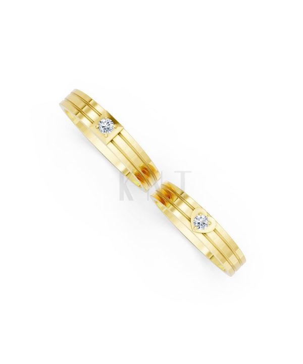 Nhẫn cưới H1 màu Vàng Gold thiết kế phá cách, sang trọng