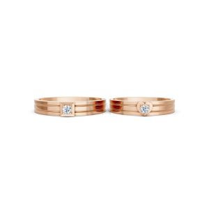 Nhẫn cưới H1 màu vàng hồng Rose Gold phong cách trẻ trung, nổi bật