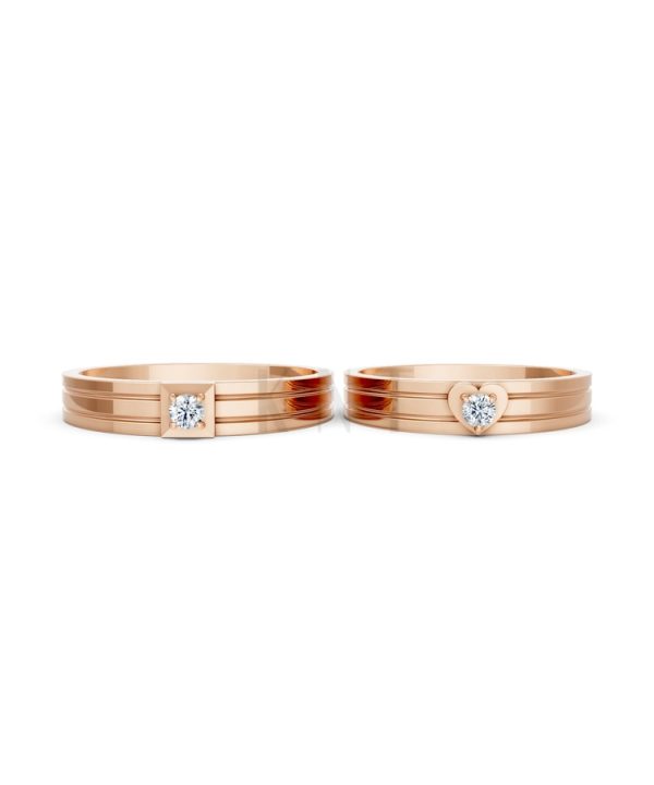 Nhẫn cưới H1 màu vàng hồng Rose Gold phong cách trẻ trung, nổi bật
