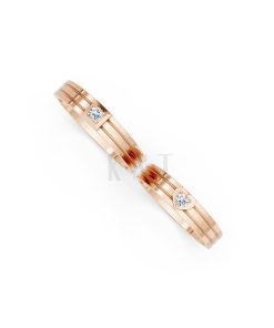 Nhẫn cưới H1 màu vàng hồng Rose Gold thiết kế đối xứng, phong cách, ấn tượng
