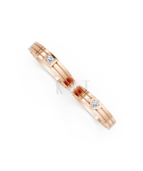 Nhẫn cưới H1 màu vàng hồng Rose Gold thiết kế đối xứng, phong cách, ấn tượng