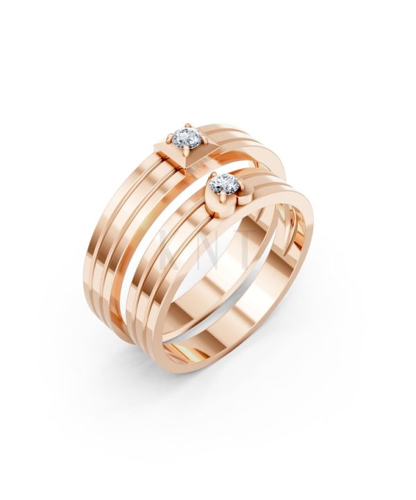 Nhẫn cưới H1 màu vàng hồng Rose Gold họa tiết ấn tượng, cá tính