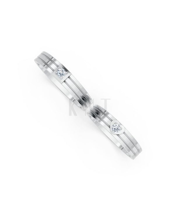 Nhẫn cưới H1 màu vàng trắng White Gold vàng sáng, đường nét sắc sảo, tinh tế