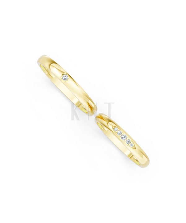 Nhẫn cưới kim cương H109 Vàng Gold vàng 10K/14K/18K/607 cao cấp, thanh lịch