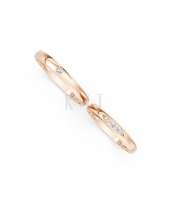Nhẫn cưới kim cương H109 vàng hồng Rose Gold phong cách trẻ trung, nổi bật