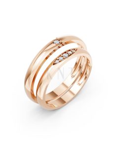 Nhẫn cưới kim cương H109 vàng hồng Rose Gold họa tiết ấn tượng, cá tính