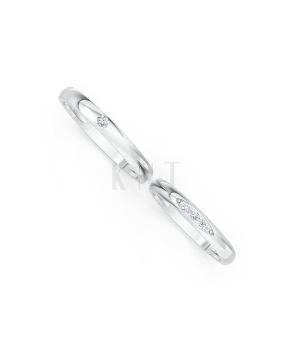 Nhẫn cưới kim cương H109 vàng trắng White Gold thiết kế trẻ trung, hiện đại