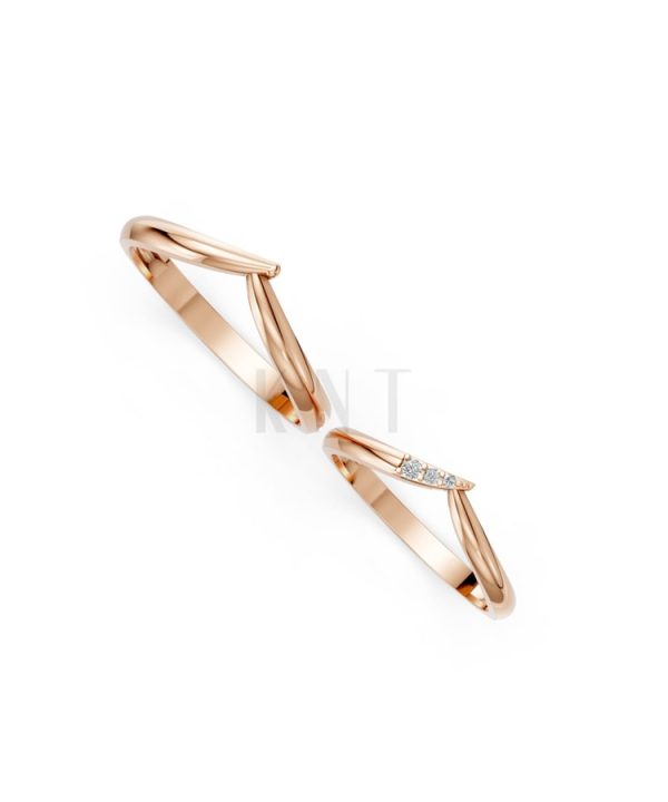 Nhẫn cưới H111 vàng hồng Rose Gold phong cách trẻ trung, nổi bật