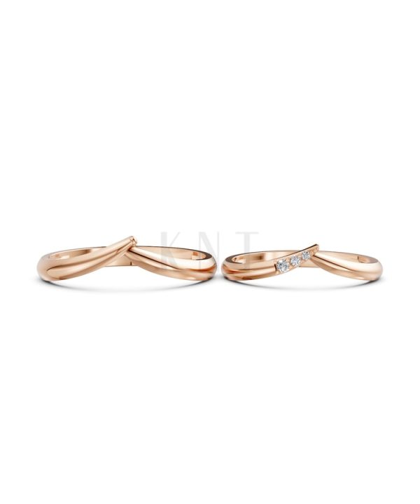 Nhẫn cưới H111 vàng hồng Rose Gold thiết kế đối xứng, phong cách, ấn tượng