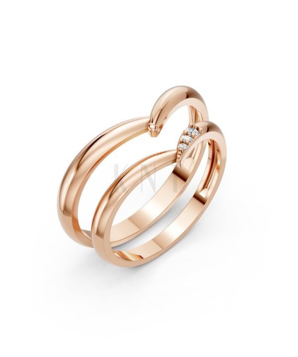 Nhẫn cưới H111 vàng hồng Rose Gold họa tiết ấn tượng, cá tính
