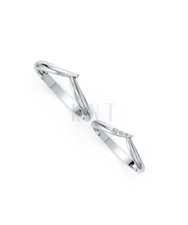 Nhẫn cưới H111 vàng trắng White Gold kiểu dáng cá tính, hiện đại