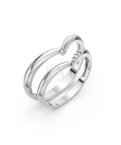 Nhẫn cưới H111 vàng trắng White Gold kiểu dáng hiện đại, nổi bật