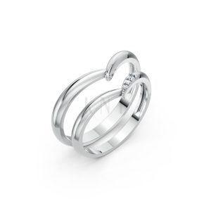 Nhẫn cưới H111 vàng trắng White Gold kiểu dáng hiện đại, nổi bật