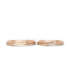 Nhẫn cưới kim cương H112 vàng hồng Rose Gold vàng đẹp, kiểu dáng trẻ trung, độc đáo