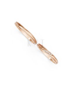 Nhẫn cưới kim cương H112 vàng hồng Rose Gold phong cách trẻ trung, nổi bật