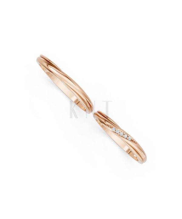 Nhẫn cưới kim cương H112 vàng hồng Rose Gold phong cách trẻ trung, nổi bật