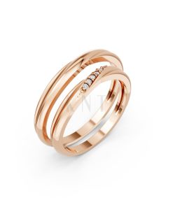 Nhẫn cưới kim cương H112 vàng hồng Rose Gold họa tiết ấn tượng, cá tính