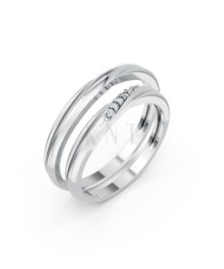 Nhẫn cưới kim cương H112 vàng trắng White Gold kiểu dáng hiện đại, nổi bật