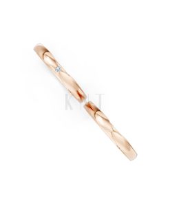 Nhẫn cưới kim cương H113 vàng hồng Rose Gold vàng đẹp, kiểu dáng trẻ trung, độc đáo