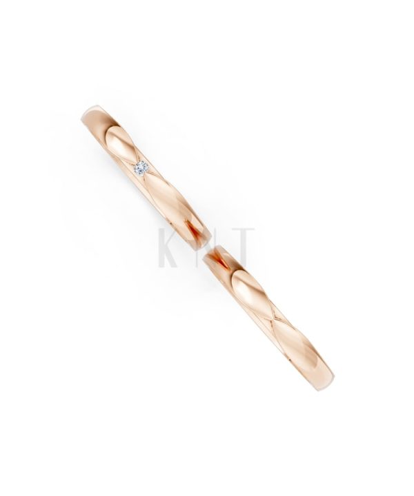 Nhẫn cưới kim cương H113 vàng hồng Rose Gold vàng đẹp, kiểu dáng trẻ trung, độc đáo