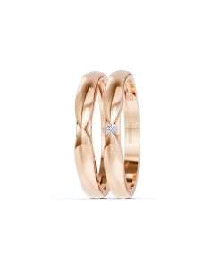 Nhẫn cưới kim cương H113 vàng hồng Rose Gold phong cách trẻ trung, nổi bật