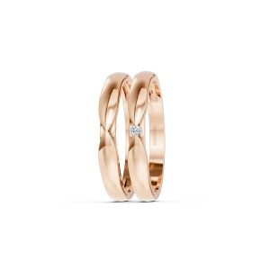 Nhẫn cưới kim cương H113 vàng hồng Rose Gold phong cách trẻ trung, nổi bật