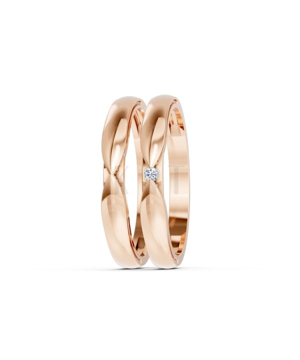 Nhẫn cưới kim cương H113 vàng hồng Rose Gold phong cách trẻ trung, nổi bật