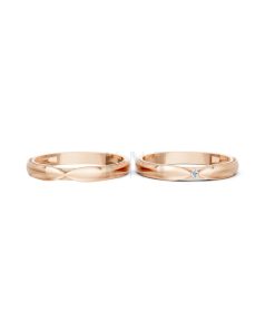 Nhẫn cưới kim cương H113 vàng hồng Rose Gold thiết kế đối xứng, phong cách, ấn tượng