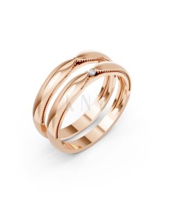 Nhẫn cưới kim cương H113 vàng hồng Rose Gold họa tiết ấn tượng, cá tính