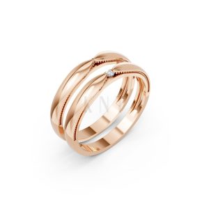 Nhẫn cưới kim cương H113 vàng hồng Rose Gold họa tiết ấn tượng, cá tính