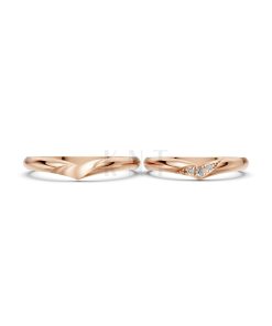 Nhẫn cưới H114 vàng hồng Rose Gold vàng đẹp, kiểu dáng trẻ trung, độc đáo