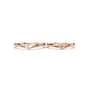 Nhẫn cưới H114 vàng hồng Rose Gold vàng đẹp, kiểu dáng trẻ trung, độc đáo