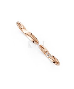 Nhẫn cưới H114 vàng hồng Rose Gold thiết kế đối xứng, phong cách, ấn tượng
