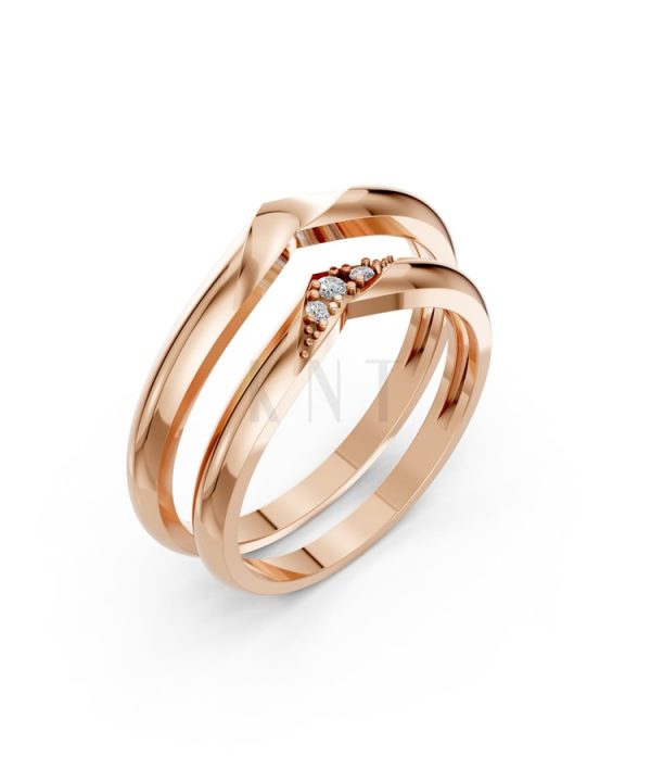 Nhẫn cưới H114 vàng hồng Rose Gold họa tiết ấn tượng, cá tính