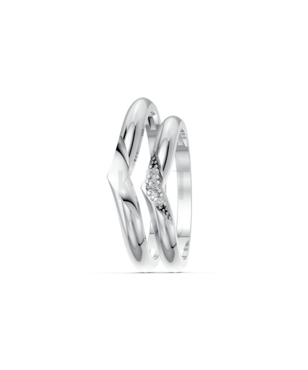 Nhẫn cưới H114 vàng trắng White Gold vàng sáng, đường nét sắc sảo, tinh tế