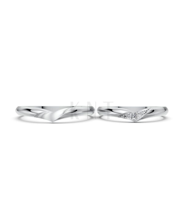 Nhẫn cưới H114 vàng trắng White Gold thiết kế trẻ trung, hiện đại