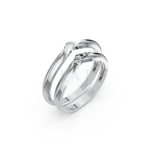 Nhẫn cưới H114 vàng trắng White Gold kiểu dáng hiện đại, nổi bật