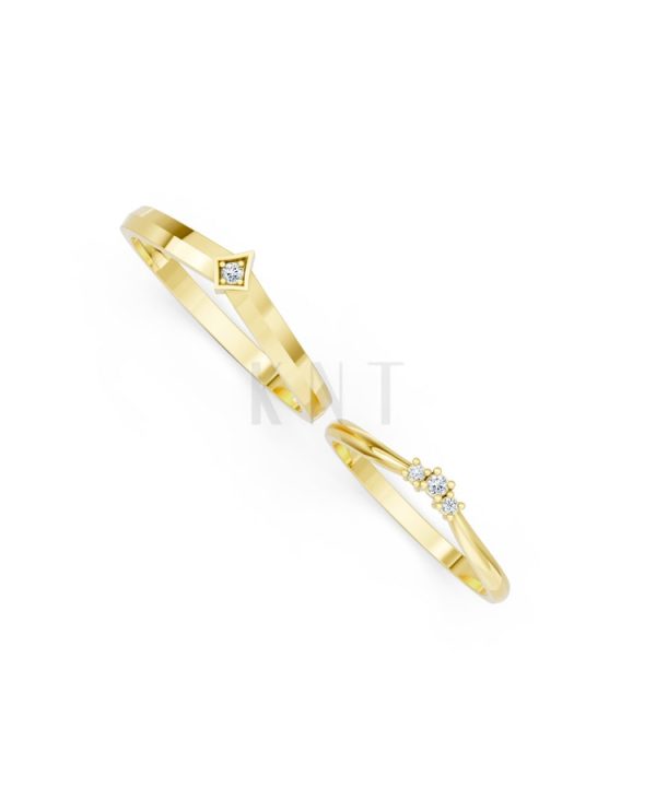 Nhẫn cưới kim cương H116 Vàng Gold thiết kế phá cách, sang trọng