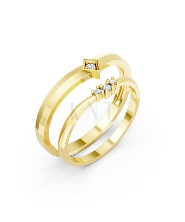 Nhẫn cưới kim cương H116 Vàng Gold thiết kế tinh tế, sang trọng