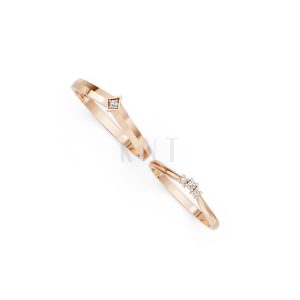 Nhẫn cưới kim cương H116 vàng hồng Rose Gold vàng đẹp, kiểu dáng trẻ trung, độc đáo