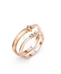 Nhẫn cưới kim cương H116 vàng hồng Rose Gold họa tiết ấn tượng, cá tính