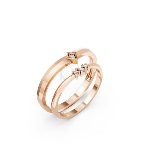 Nhẫn cưới kim cương H116 vàng hồng Rose Gold họa tiết ấn tượng, cá tính